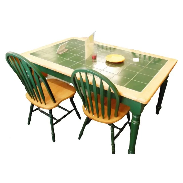 table and chairs donated, revamped using tiles and recycled paint