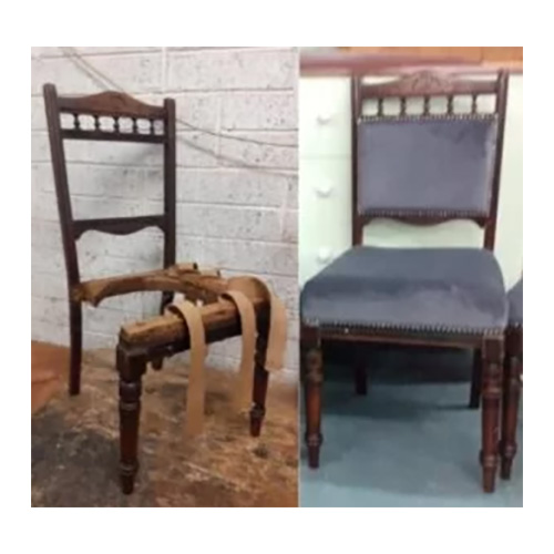 chair repaired, restored and re-upholstered