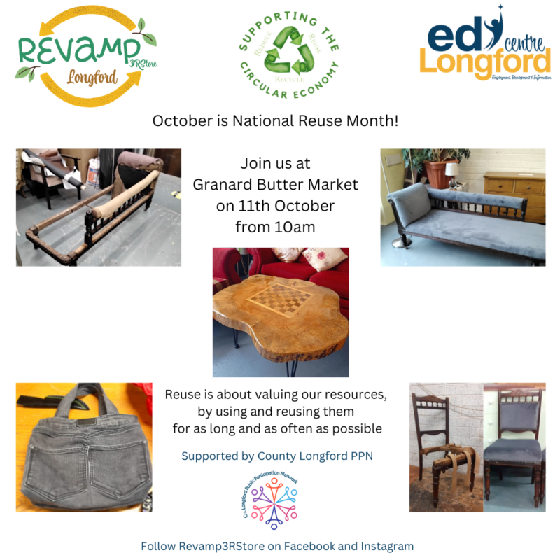 reuse month, sustainability event in Granard butter market